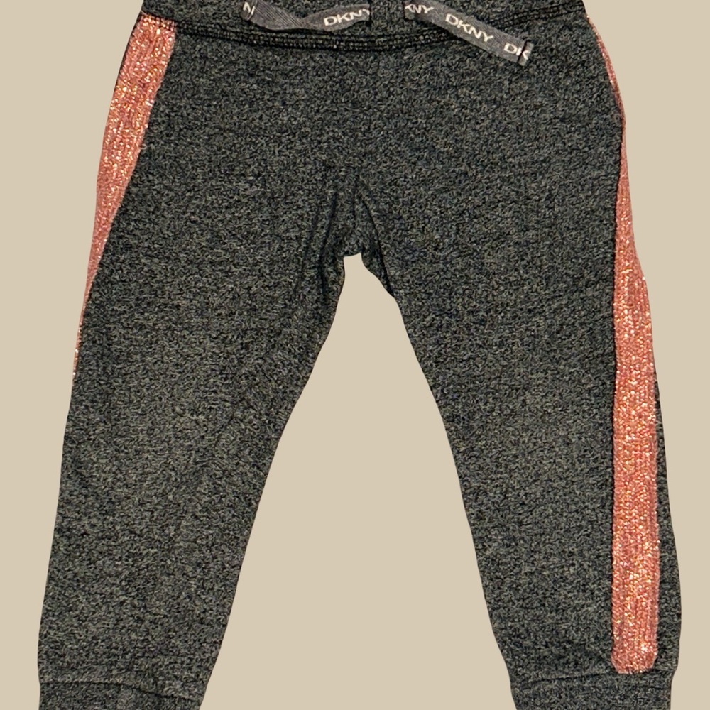 DKNY Gray and Pink Joggers with Tapered Cuffs